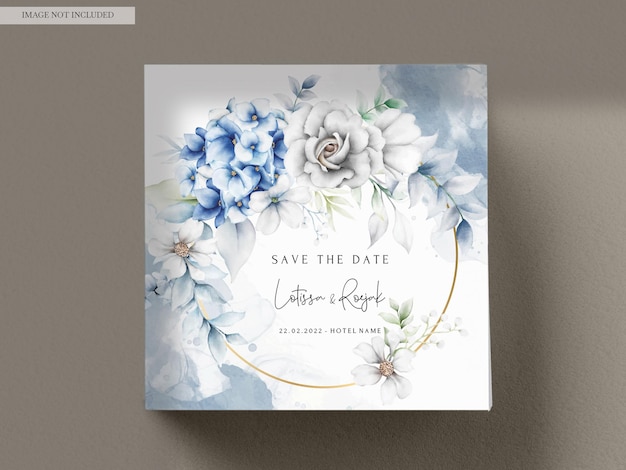 Gratis PSD elegante bruiloft uitnodigingskaart met prachtige bloemenkrans