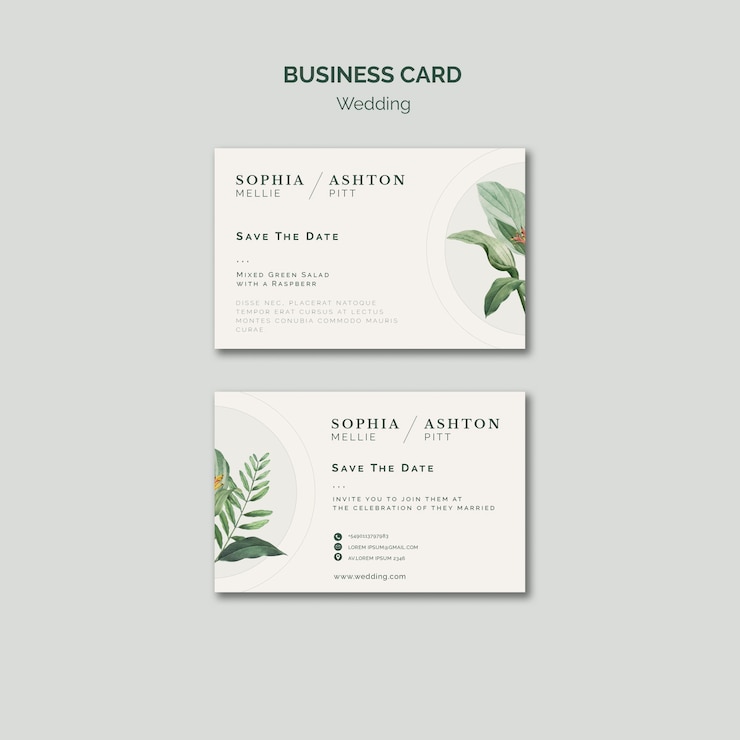 Gratis PSD elegante bruiloft visitekaartje sjabloon
