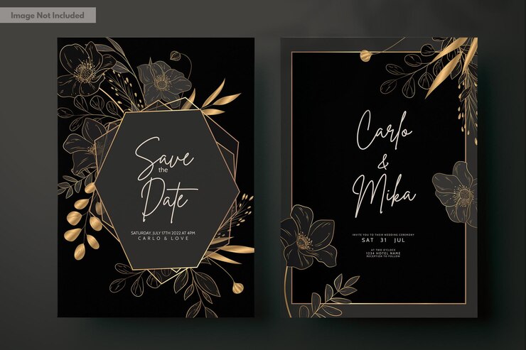 PSD gratuito elegante carta di invito a nozze minimalista con fiori dorati di lusso