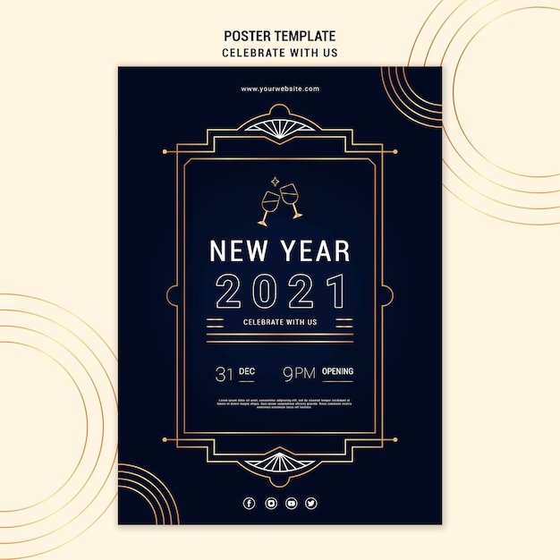 PSD gratuito elegante cartel vertical para fiesta de año nuevo.