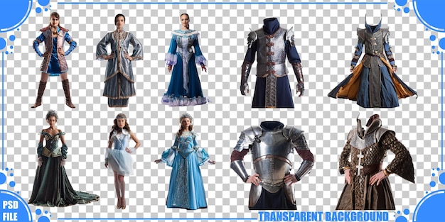 Elegante colección de trajes con fondo transparente