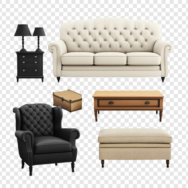 Elegante conjunto de muebles para la sala de estar sofá sillón mesa de café y otomano