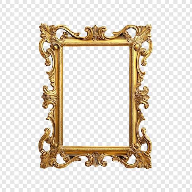 Elegante cornice d'oro ornata stile vintage decorazione antica design di lusso sfondo isolato