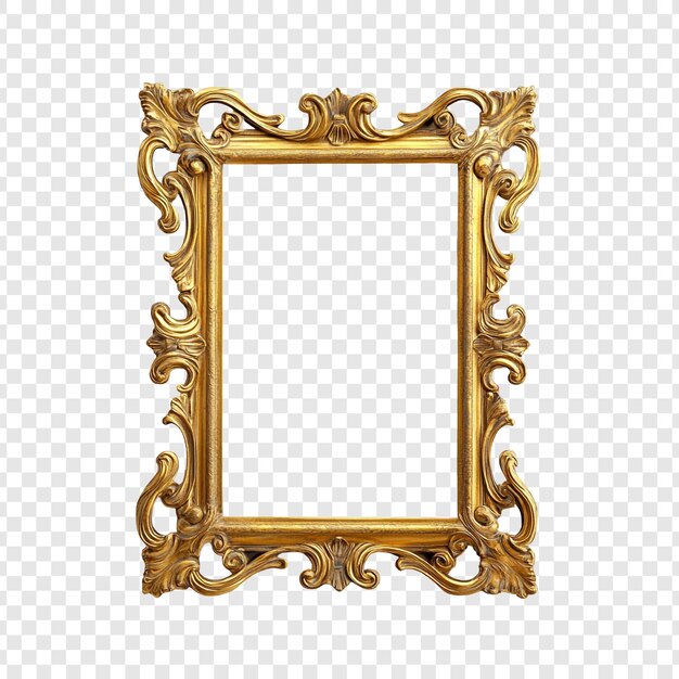 Elegante cornice d'oro ornata stile vintage decorazione antica design di lusso sfondo isolato