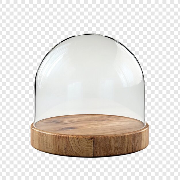 Elegante cúpula de vidrio con base de madera Un escaparate de tesoros