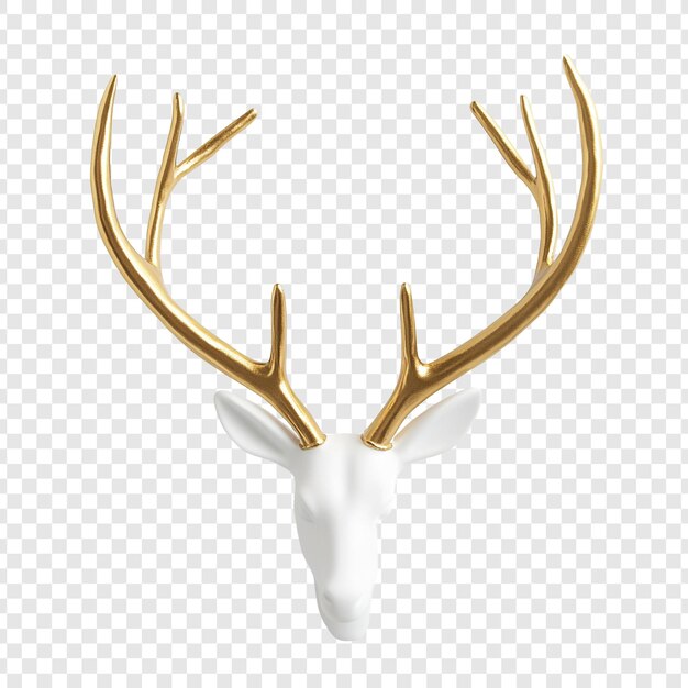 Elegante decoración de pared de oro y cabeza de ciervo blanco