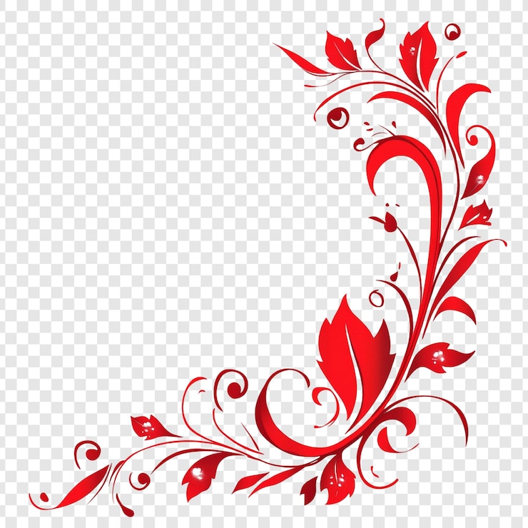 PSD gratuito elegante disegno floreale rosso un ornamento d'angolo