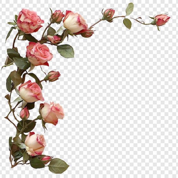 Elegante diseño de esquina de vid rosa perfecto para invitaciones de boda o tarjetas románticas