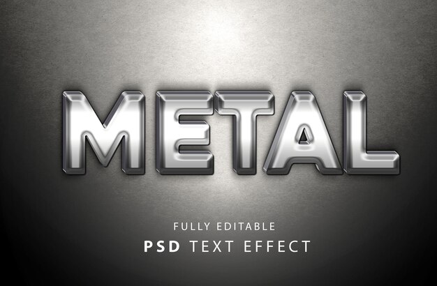elegante efecto de texto psd de metal