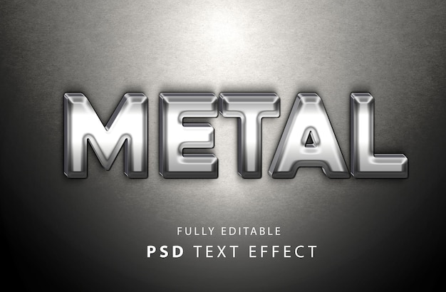 elegante efecto de texto psd de metal