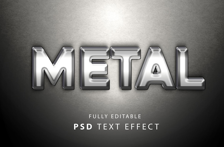 elegante efecto de texto psd de metal