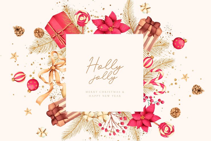 PSD gratuito elegante fondo navideño con naturaleza acuarela y adornos