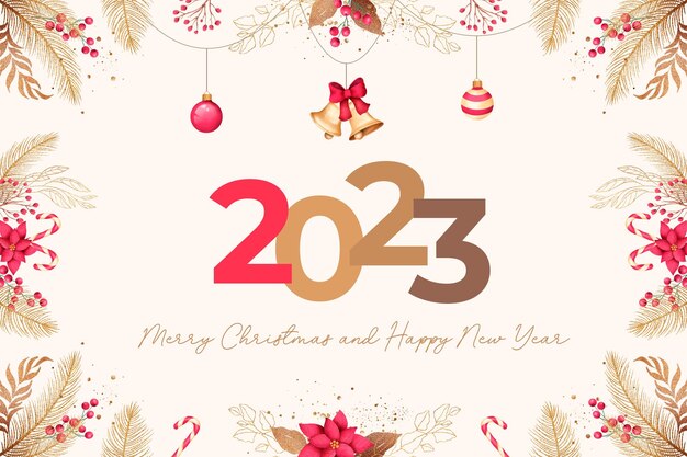 Elegante fondo navideño con naturaleza acuarela y adornos