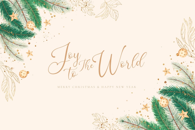 PSD gratuito elegante fondo navideño con naturaleza acuarela y adornos