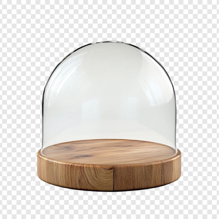 Gratis PSD elegante glazen koepel met houten basis een vitrine voor schatten