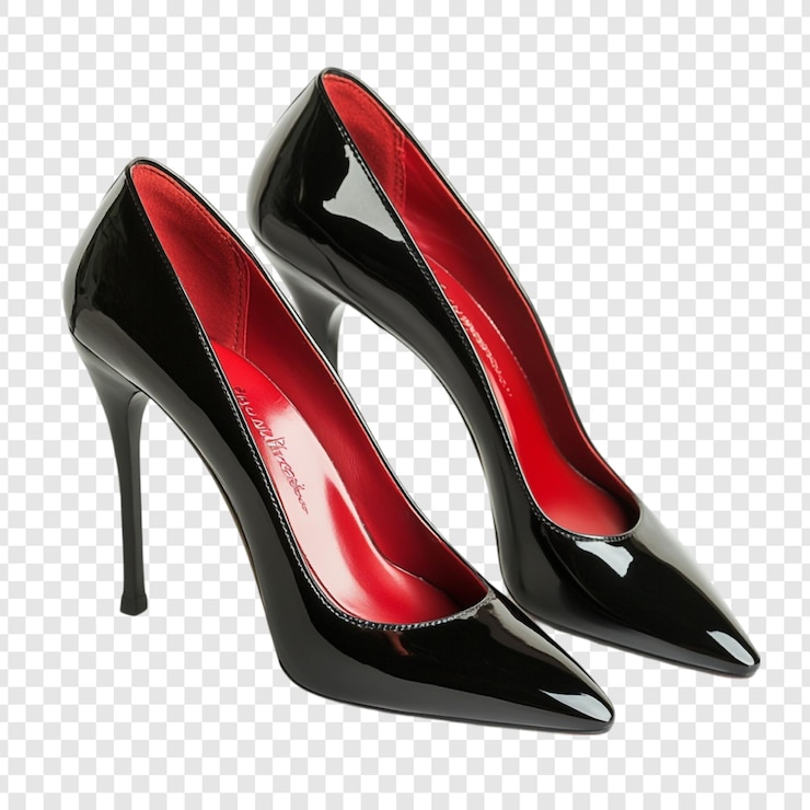 Gratis PSD elegante hoge hakken van zwart patentleer met rode inlegzolen
