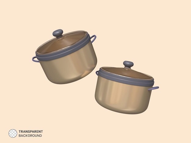 Elegante icona pentola da cucina isolato rendering 3d illustrazione