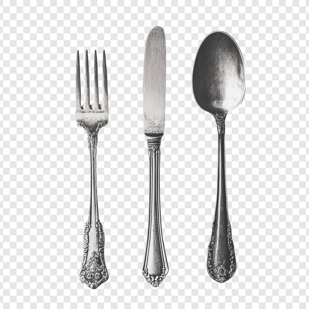 Elegante juego de cubiertos de época Cuchillo y cuchara de tenedor