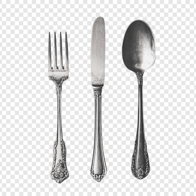 Elegante juego de cubiertos de época Cuchillo y cuchara de tenedor