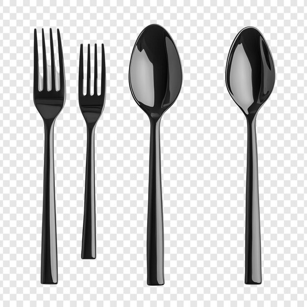 Elegante juego de cubiertos negros cucharas y tenedores