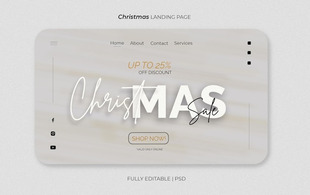 Gratis PSD elegante kerststartpaginasjabloon