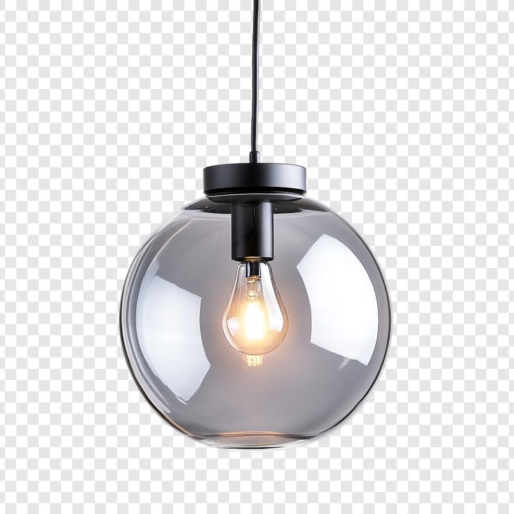 PSD gratuito elegante lampada pendente a globo di vetro affumicato