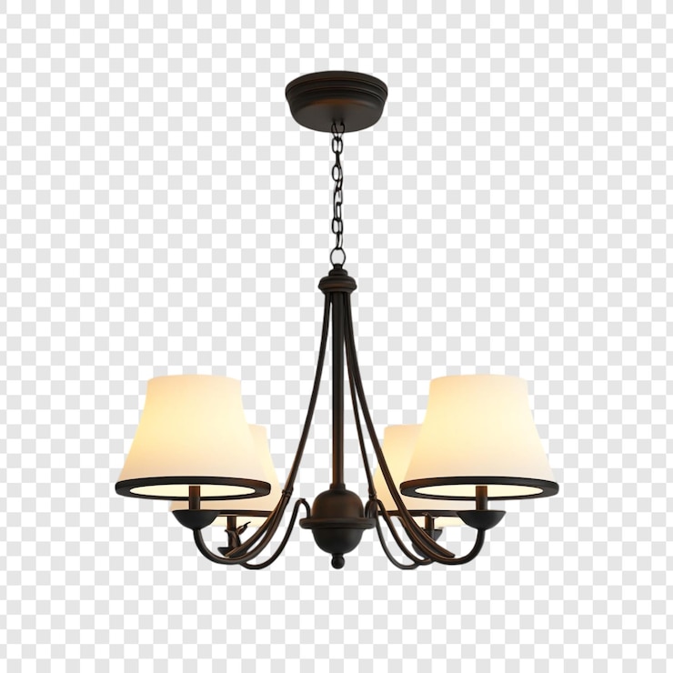 PSD gratuito elegante lampadario fourlight con tende di vetro frosted