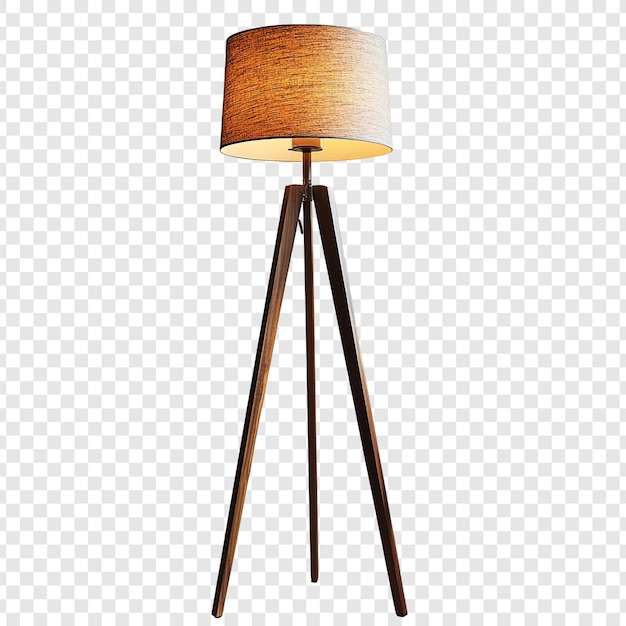 Elegante lámpara de piso de trípode con sombrilla de lino