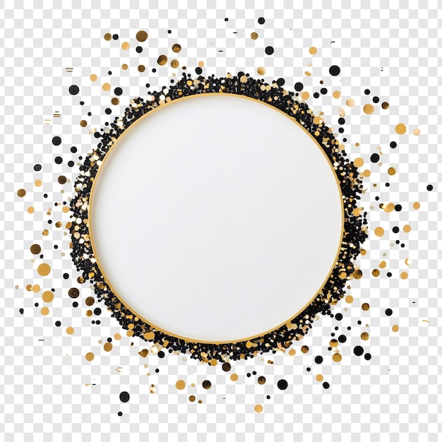 Elegante marco de círculo de confeti dorado y negro