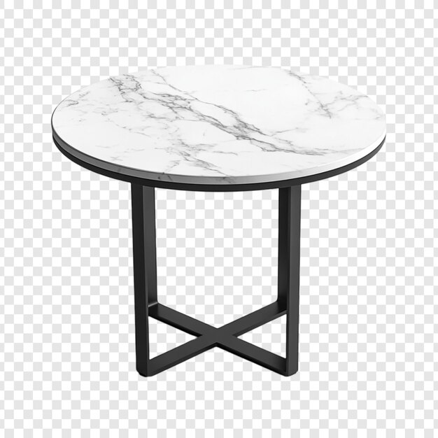 Elegante mesa de café redonda de mármol con marco de metal negro