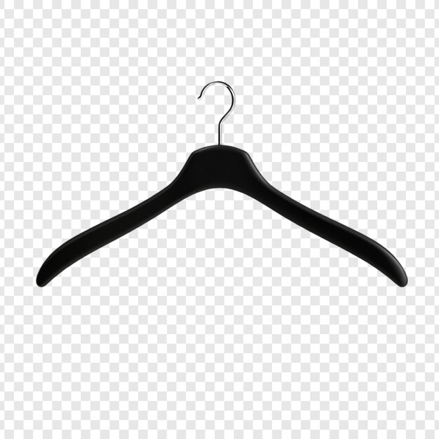 Elegante percha de ropa negra en un fondo transparente