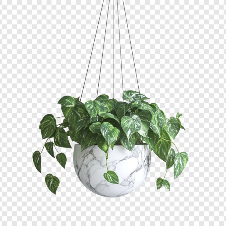 PSD gratuito elegante planta colgante en una olla de mármol