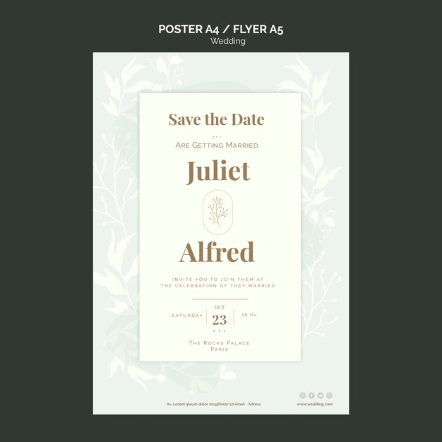 Elegante plantilla de volante para boda