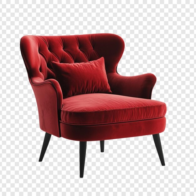 Elegante poltrona di velluto rosso con bottoni