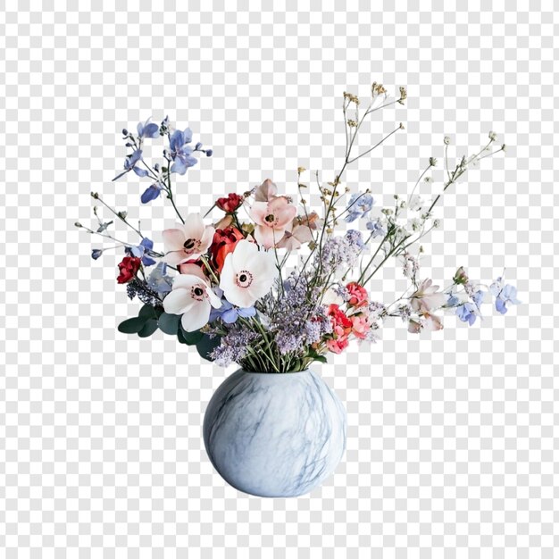 Elegante ramo de primavera en un jarrón de mármol