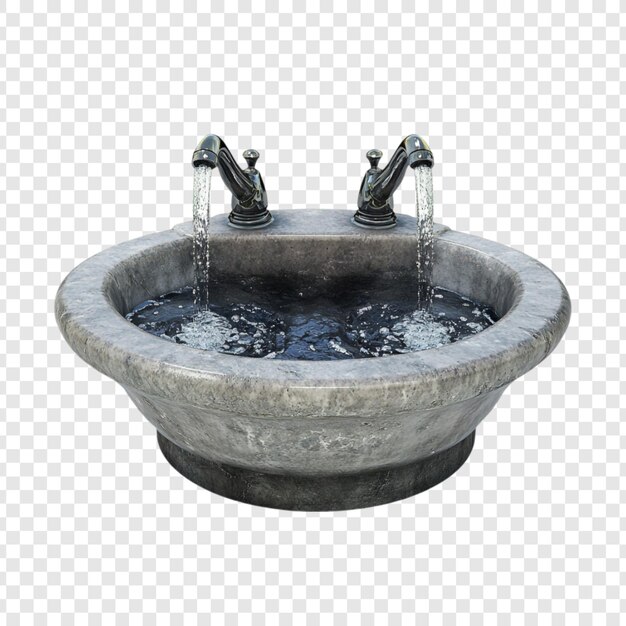 Elegante recipiente de piedra con agua corriente