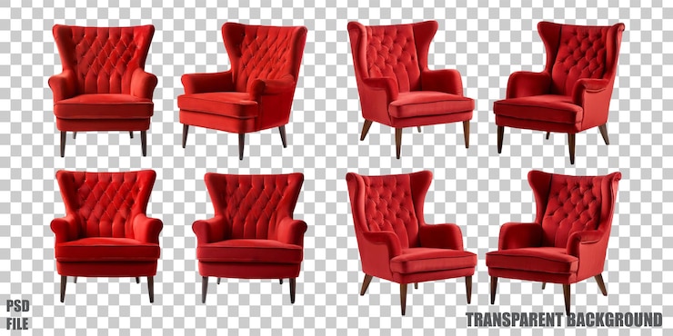 Gratis PSD elegante rode fauteuils op een doorzichtige achtergrond