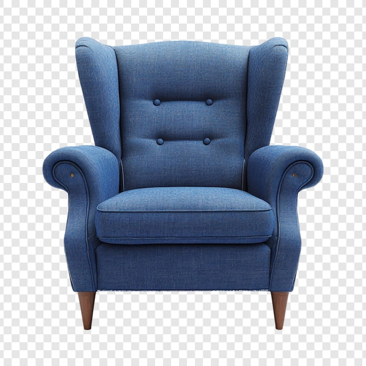 PSD gratuito elegante sillón azul wingback una pieza clásica de muebles