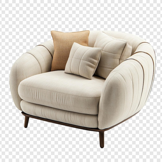 Elegante sillón beige con almohadas Diseño moderno Muebles cómodos para la sala de estar