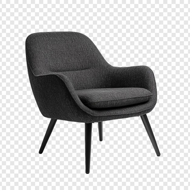 Elegante sillón de tela gris oscuro con piernas negras