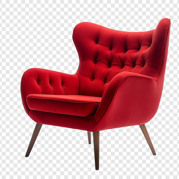 Elegante sillón de terciopelo rojo con botones
