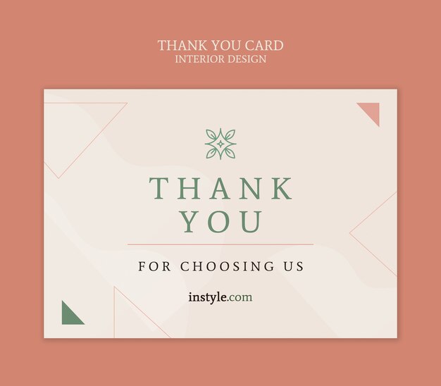 Elegante tarjeta de agradecimiento para clientes de diseño de interiores