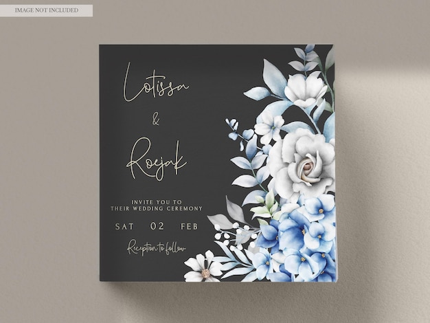 PSD gratuito elegante tarjeta de invitación de boda con hermosa corona floral