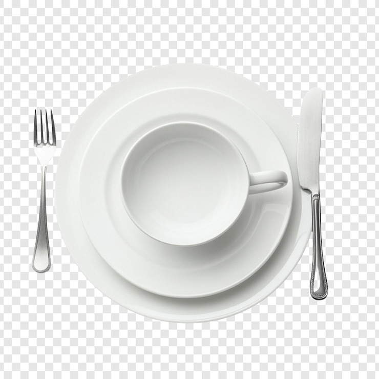 PSD gratuito elegante tavola in porcellana bianca tavola con posate