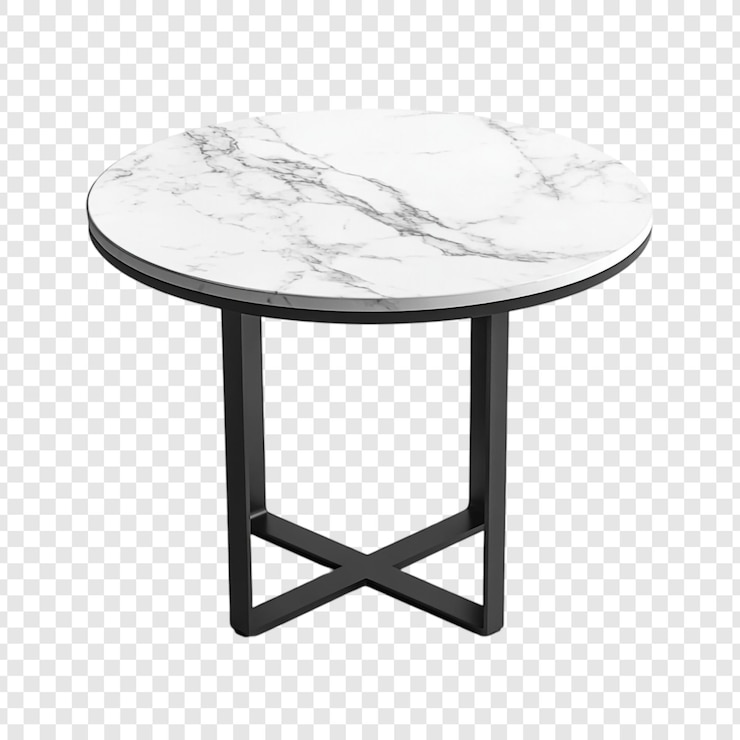 PSD gratuito elegante tavolo da caffè rotondo in marmo con cornice in metallo nero