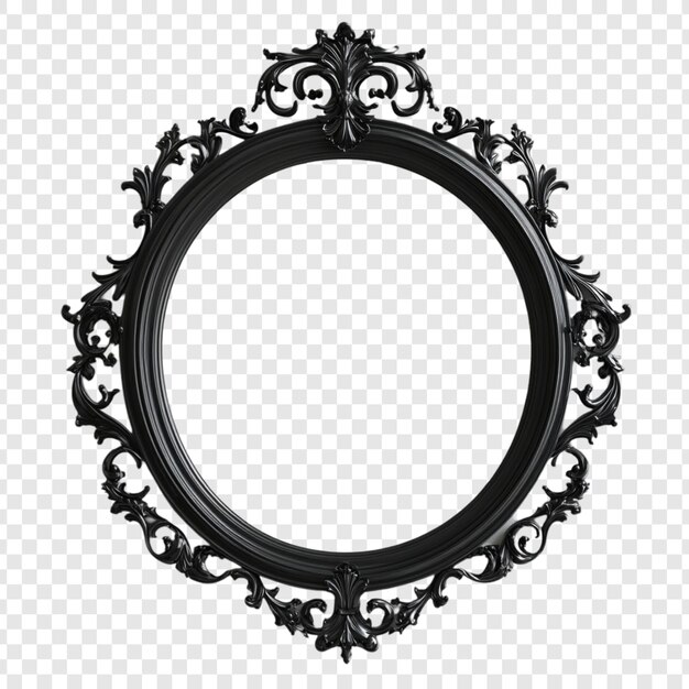 Elegante telaio rotondo nero ornato in stile vittoriano Decorazione antica Design classico Decorazione della casa Quadro circolare Quadro fotografico di lusso Quadro fotografico Elemento di design vintage