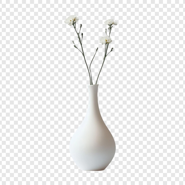 PSD gratuito elegante vaso bianco con delicati fiori bianchi