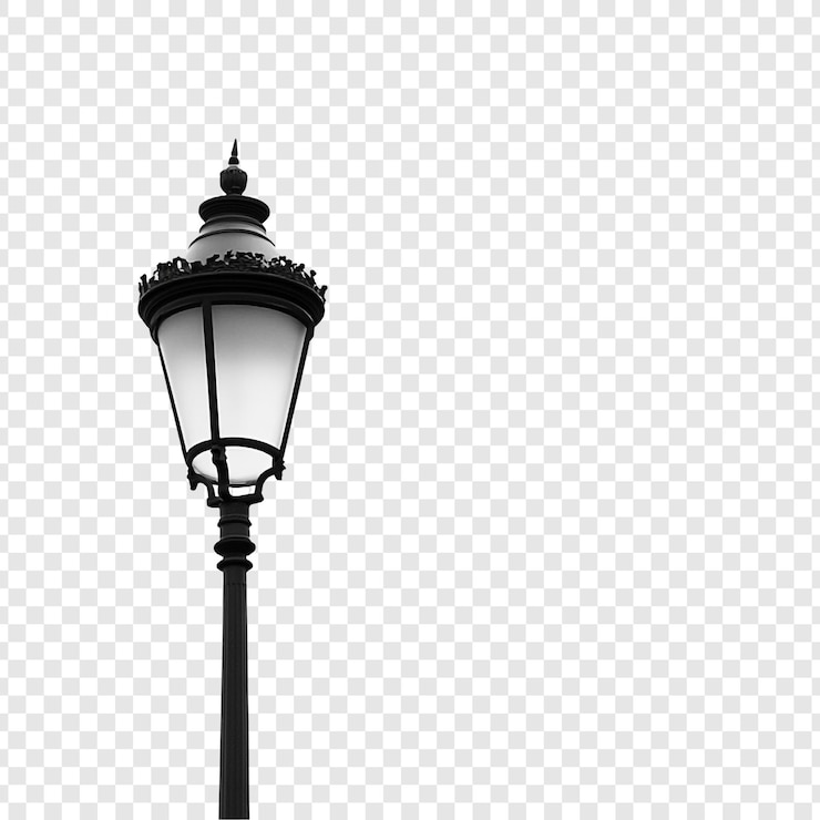 Gratis PSD elegante zwarte straatlamppost een klassiek stedelijk ontwerp