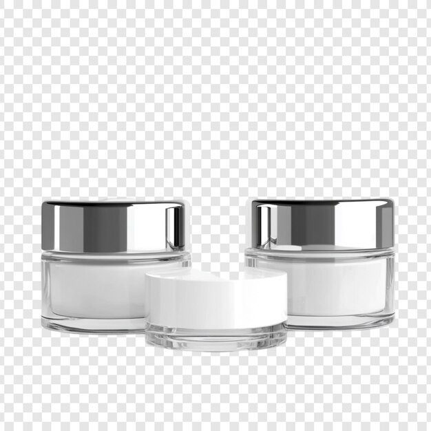 Elegantes frascos cosméticos Mockup de tres contenedores de crema de lujo