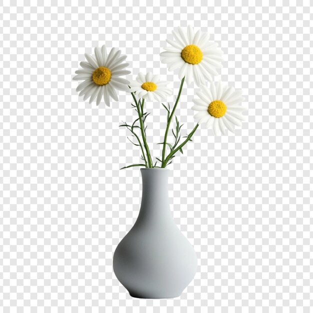 Elegantes margaritas en un jarrón gris Una naturaleza muerta de serenidad